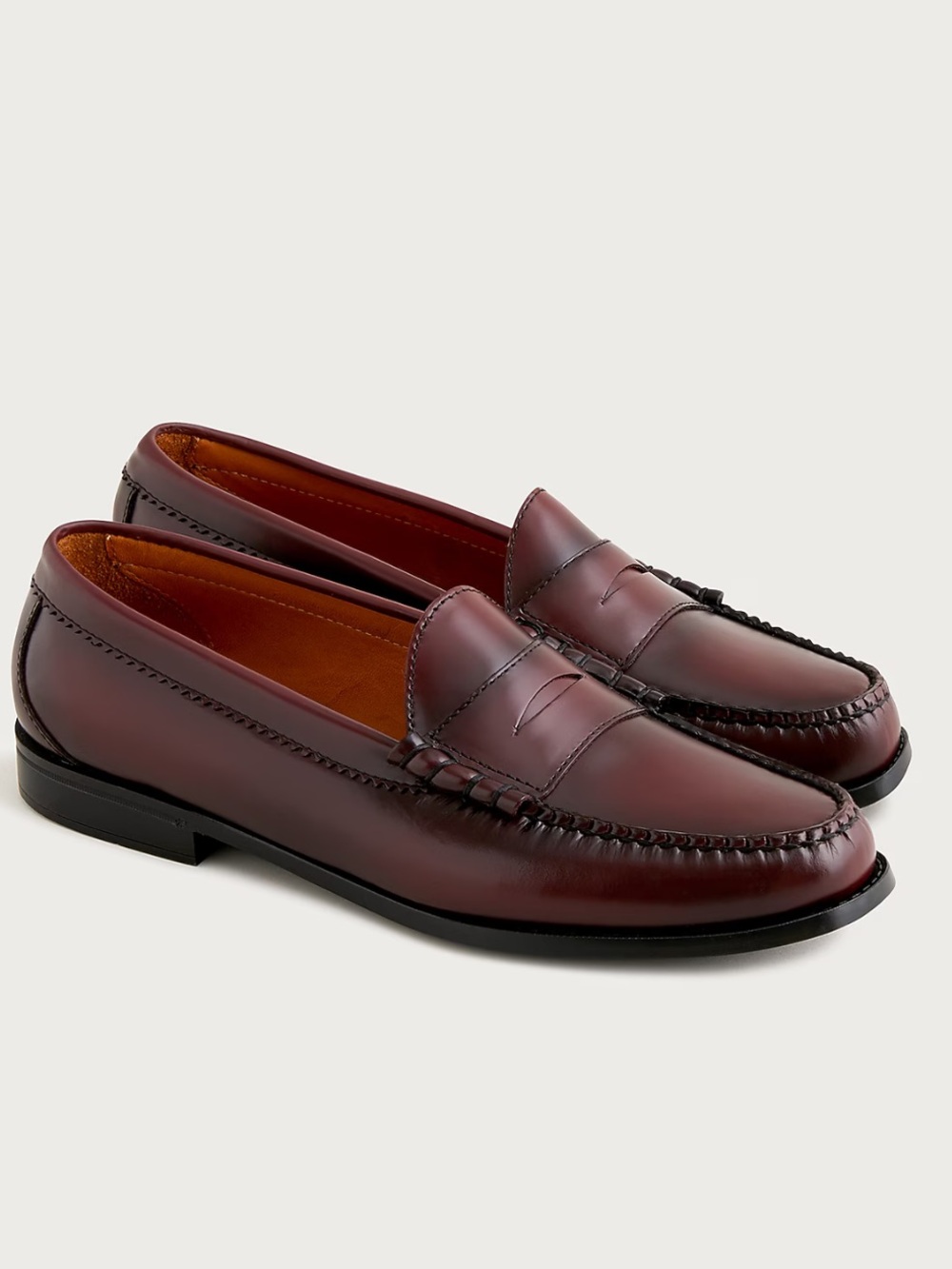 J crew vintage Merlot Camden leather loafers with rubber soles
